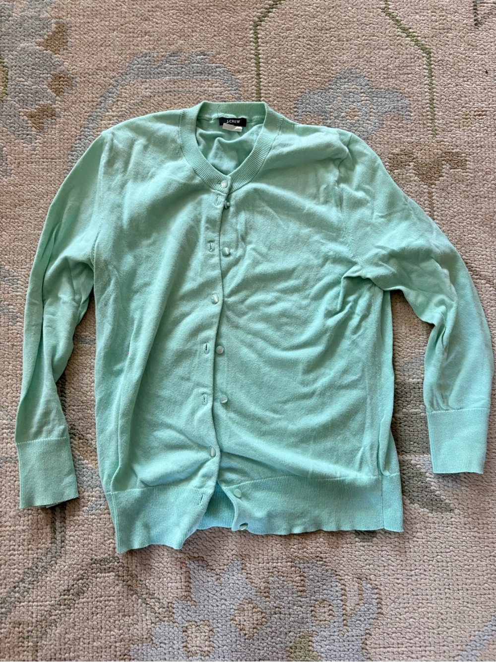 J.Crew Mint Green Crewneck Button Jackie Cardigan